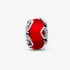 Charms 925 Sterling Silver Frosted Red Murano Glass Hearts Charms Fit Original European Charm Armband Women Wedding Eng265G