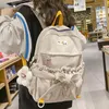 Bolsas escolares estilo coreano mulheres mochilas doces mochilas de grande capacidade bolsos abertos