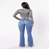 Jeans femininos Winter Winter Slim High Walpes Troushers Calça denim de quadril