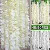 Decorative Flowers 40/20Pcs Artificial Wisteria Hanging Garland Vine Rattan Fake Flower String Silk Home Garden Wedding Decoration