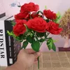Dekoracyjne kwiaty jedwabne róża wielokolorowa sztuczna sztuczna kwiat bukiet wysokiej jakości plastikowe akcesoria domowe domowe przyjęcie weselne
