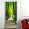 Sfondi Creativo 3D Adesivo per porta Alberi verdi Impermeabile Soggiorno Camera da letto Ristrutturazione Murale Autoadesiva Decorazioni per la casa Decalcomanie da muro