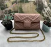 2023 Luxurys designers Marmont Flat Bags Chain Shoulder Bag Classic Look Versatile Crossbody Female Black Handbag Women Luxury Purse Real Leather Red White Clutch