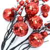 装飾的な花2023年ガンゲンゴールドレッドスライバーシャンパンフォームクリスマスピックホームパーティーの木の装飾のためのフルーツ
