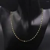 Chaînes Véritable Chaîne En Or Jaune 18K Pour Femmes Femme 2mmW Fleur Tuiles Collier 18''L Cadeau Bijoux Au750 Pure