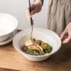 ボウル9インチエンボス加工された麦わら帽子ボウルアメリカンシンプルなフルーツサラダセラミックヌードルウエスタンスープキッチンの調理器具