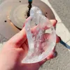 Decorative Figurines 1PC Natural White Crystal Bowl Chakra Quartz Healing Plate Carving Leaf Stone Ornament Collection Gift