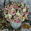 Ghirlande di fiori decorativi SunMade 2 teste Grande arricciatura Ramo di fiori di rosa Fiori bianchi Decorazione di nozze Decorazioni di Capodanno Flores Artificales Autunno T230217