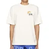 Rhude Mens DesignerTシャツビーチチェアティーグラフィックティーTシャツはRhude Scriptロゴアンブロダー付きTシャツカスタムフィットビンテージ278g