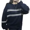 Women's Sweaters Women S Ribbed Knit Striped Sweater Long Sleeve Crew Neck Drop Shoulder Top