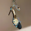 Aquazzura High-Heeled Sandals 100mmクリスタルエンキング透明なPVCグリーンレッドヒール女性のためのスカイハイラグジュアリーデザイナーシューズパーティーヒールドレスシューズ