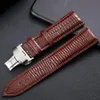 Lizard Texture Butterfly Buckle Leather Watch Band genuína relógio de couro universal banda de relógios 14mm 16mm 18mm 20mm 22mm 24mm283330090