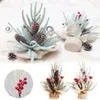 Dekorativa blommor Craft Party Supplies Home Decoration Festival Artificial Christmas Tree Pine Cone White Snow Flocking Red Berries