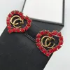 orecchini con ciondolo a cerchio in oro Luxury G Letters Designer Brand Orecchini a bottone Retro Vintage Copper Colorful Crystal Stone Ear Jewelry per le donne Party con confezione regalo Pa