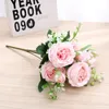 Simulation costume flower 5 fork 9 head Korean style spring color peony put bundle home wedding wedding rose decoration