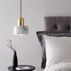 Hanglampen Nordic Eenvoudige Slaapkamer Koperen Kroonluchter Voor Nachtkastje Minimalistische Luxe Creatieve Persoonlijkheid Kleine Marmeren Lichten