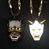 Colares pendentes de alta qualidade hannya resina mal oni noh colar de máscara japonês estilo horror punk hip hoween presente