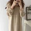 Casual Dresses Knitted Oversized Dress Sweater Loose Woman Long Korean Autumn Women V Neck Elegant Basic Vestidos