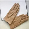 Khaki Genuine Sheepskin Leather gloves For Women Fashion lambskin bow glove Fleece inside touch screen grey high grade Leathers Gi5064945