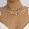 Chains 2 Pcs/Set Luxury Trendy Square Zircon Necklace For Women Gold Color Jewelry Birthday Party Accessories Valentine Gifts