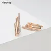 Stud Earrings Fashion Gold Copper Inlaid Crystal Rhinestones Quality Exquisite Luxury Geometric Ear Clip Jewelry Accessories