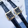 Orologio Women Watches Full Edelstahl Leder -Leder -Gurt Square modisch passende Armbanduhr Montre de Luxe Lady Quartz Uhr
