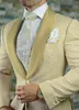 Men's Suits Arrival Yellow Pattern Men Costume Homme Prom Slim Fit Tuxedo Wedding Groom Terno Masculino Blazer 2 Pcs Jacket Pant