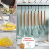 Cookware Parts Cooking Tool 12 Sets Non-Toxic Utensils Silicone Wooden Spatula Spoon Nonstick Kitchen Accessories Bbq Gadgets 230217