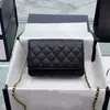 Classic C Caviar Leathe Lambskin Quilted WOC Bags Wallet With Chain Gold Metal Hardware Matelasse Chain Crossbody Shoulder Card Ho265W