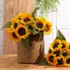 Decoratieve bloemen kransen 5 stcs kunstmatige 20 '' lange nep zonnebloemen picks faux zijden bloem voor thuiskantoor winkel woonkamer decor
