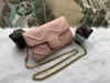 2023 Designer di lusso Marmont Borse piatte Borsa a tracolla a catena Look classico Versatile Crossbody Donna Borsa nera Borsa da donna di lusso Vera pelle Pochette bianca rossa