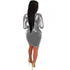 Women's fashion deep V long-sleeved drawstring buttocks nightclub tight-fitting clubwear dress