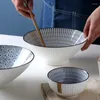 Skålar japansk stil stor kapacitet skål nudel kreativt kök bordsartiklar soppa keramiska hushåll mikrovågs ramen lb499