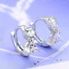 Stud Earrings Real 925 Sterling Silver Fashion Angel Design Luxury Double Crystal For Women Jewelry Gift/jklfja