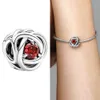 Echter 925er Sterlingsilber-Herz-Eternity-Charm-Perlen-Anhänger, passend für Original-Pandora-Armband für Damenschmuck