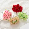 Decorative Flowers Wreaths 6Pcs Artificial Flowers Rose Mini Bouquet Wedding Bridal Clearance Christmas Decoration Wreath Vase for Home Garden Scrapbooking