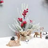 Dekorativa blommor Craft Party Supplies Home Decoration Festival Artificial Christmas Tree Pine Cone White Snow Flocking Red Berries