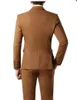 Erkek Takım Elbise Erkek Kahverengi Erkek İki Düğme İş Düğün Takım Elbise Terno Masculino Slim Fit Custume Homme Erkek (Ceket Pantolon)