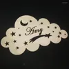 Party Decoration Rustic Wood Door Sign Cloud Moon Star Shape Personlig trä Kids Namn Anpassad baby shower Rum Dekor Laser Cut