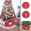 Christmas Decorations Creative 120cm Red Tree Skirt Mat With Snow Pattern Holiday Party Decoration Accessories