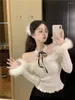 Women's Sweaters Japan Style Sweet Off-Shoulder Plush Fringed White Sweater Women 2023 Spring Girl Slimming Long Sleeve Bottoming Knit Tops