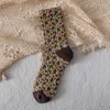 Chaussettes femmes automne et hiver femmes en relief petite fleur florale bas mode contraste couleur marée D1006