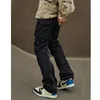 Męskie spodnie HARAJUKU RETRO proste mężczyźni Zipper Dekorat Cargo High Street Spodnie Czarne stałe jeansy Four Seasons 2023