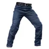 Herrbyxor utomhus vandring jeans män urban last casual militär taktisk träning manlig stretch smal multi-pocket byxor