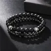 Strang Natürliche Sotne Perlen 2 teile/satz Armband Freundschaft Armbänder Herren Schmuck Armband Herren Männer Zubehör Geschenk Für Freund