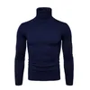 Herrtröjor Spring Autumn Solid Colors Pull Homme Turtleneck tröja klänning Hög elasticitet Slim Pullover Men Knitwear Clothing 3xl