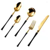 Dijksets Black Gold bestek Set Luxe 4/24 stuks Mirror Polishing servies 304 Roestvrij stalen dinermessenvork