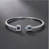 Luxury Green/White/Blue Cubic Zirconia Cuff Bracelet Bangle for Women Good Quality Female Hand Jewelry