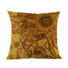 Travesseiro estilo retrô antigo mapa náutico do mundo antigo capa de decoração de capa de cadeira de cadeira de linho de linho