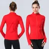 LL Women's Yoga long sleeves Jacket Solid Color Nude Sports Shaping Waist Tight Fitness Loose Jogging Sportswear